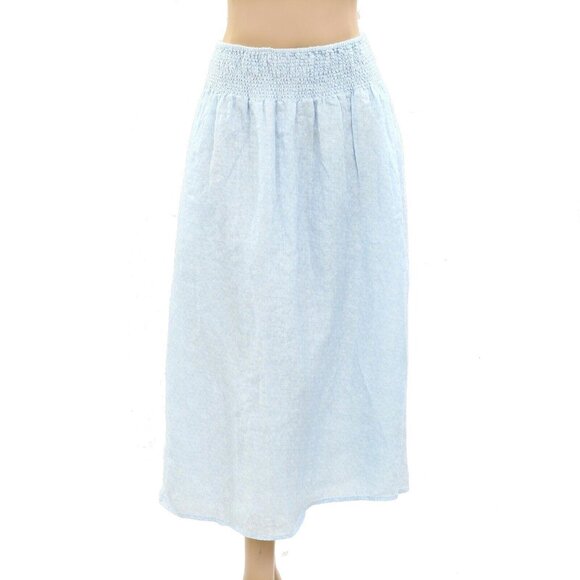 Kerri Rosenthal Printed Smocked Maxi Skirt Embroidered Pull-On Beach XS